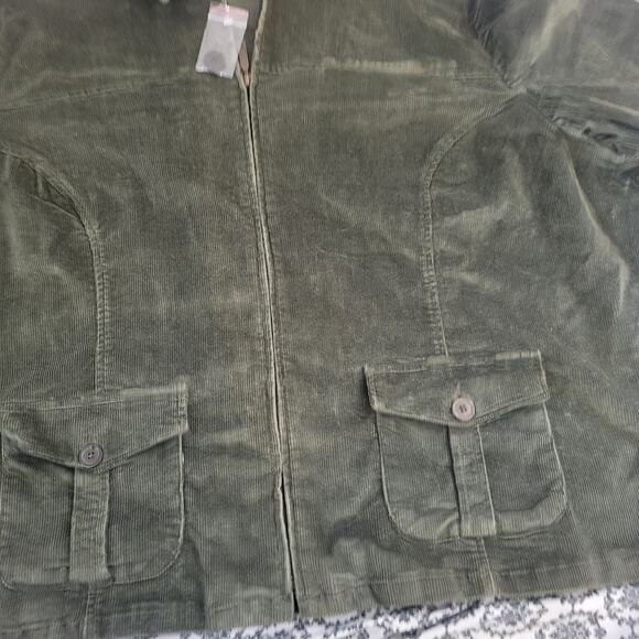 New Fashion Bug Green Corduroy Motorcycle Jacket Sz 30/32 - Picture 13 of 16